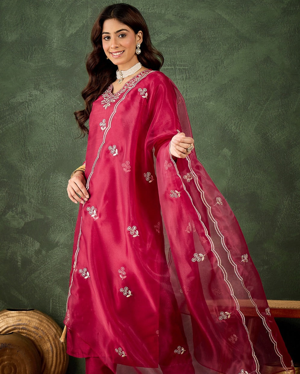 Shayana Silk Blend Embroidered Kurti Set