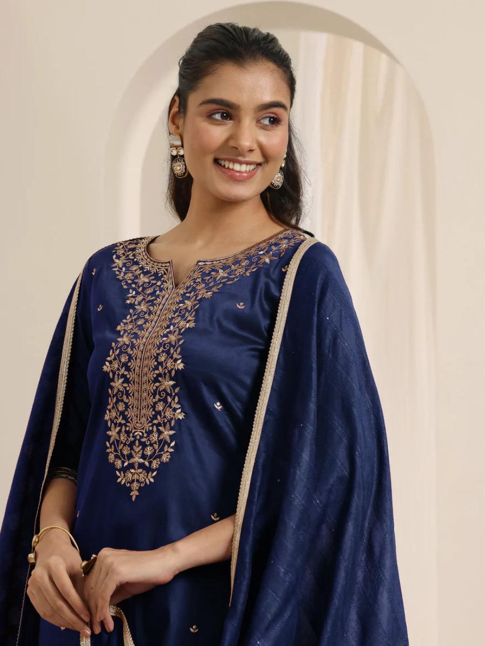 Neelam Navy Blue Embroidered Festive Kurti Set