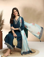 Jheel Festive Embroidered Kurta Set with Floral Dupatta