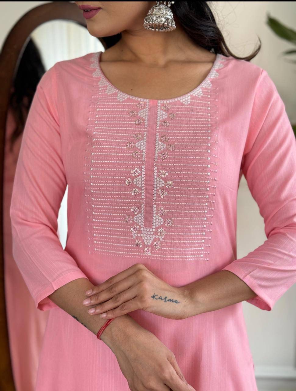 Gulabo Pink Kurti set with floral dupatta