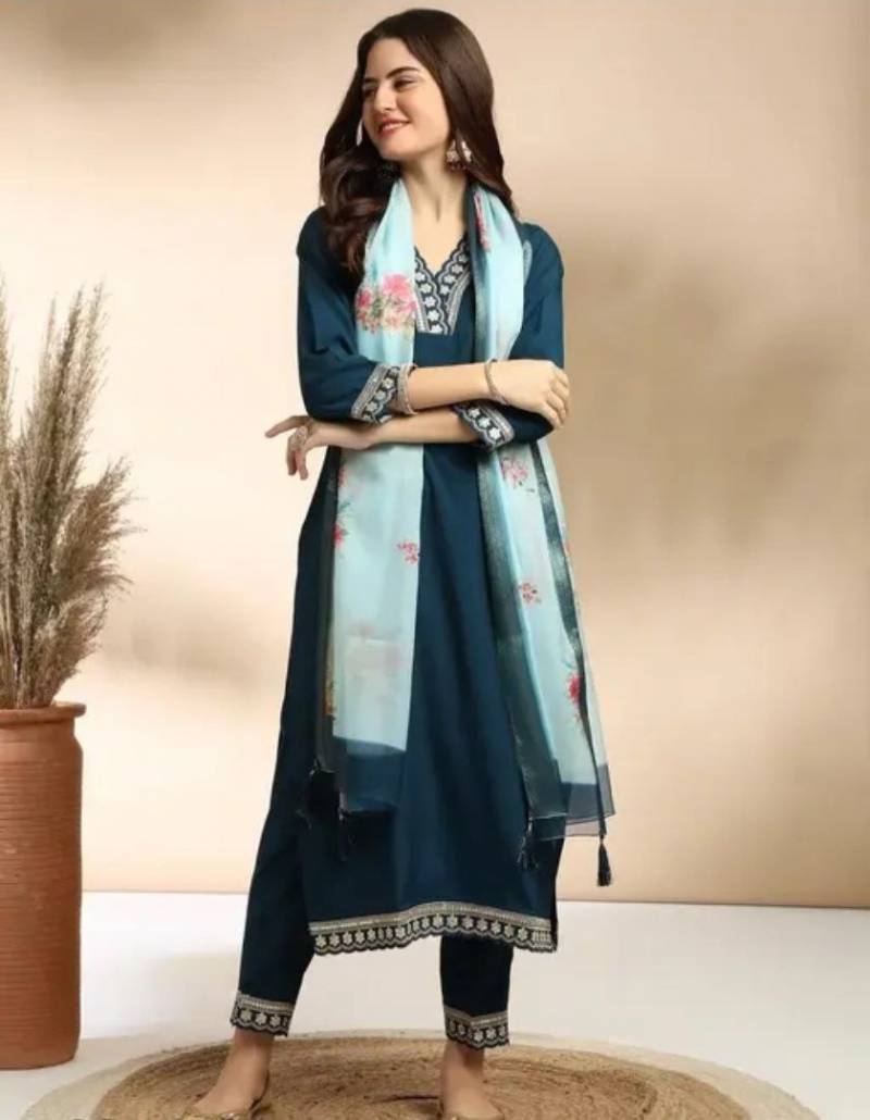 Jheel Festive Embroidered Kurta Set with Floral Dupatta