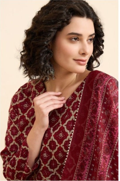 Vidisha Printed Maroon Suit Set