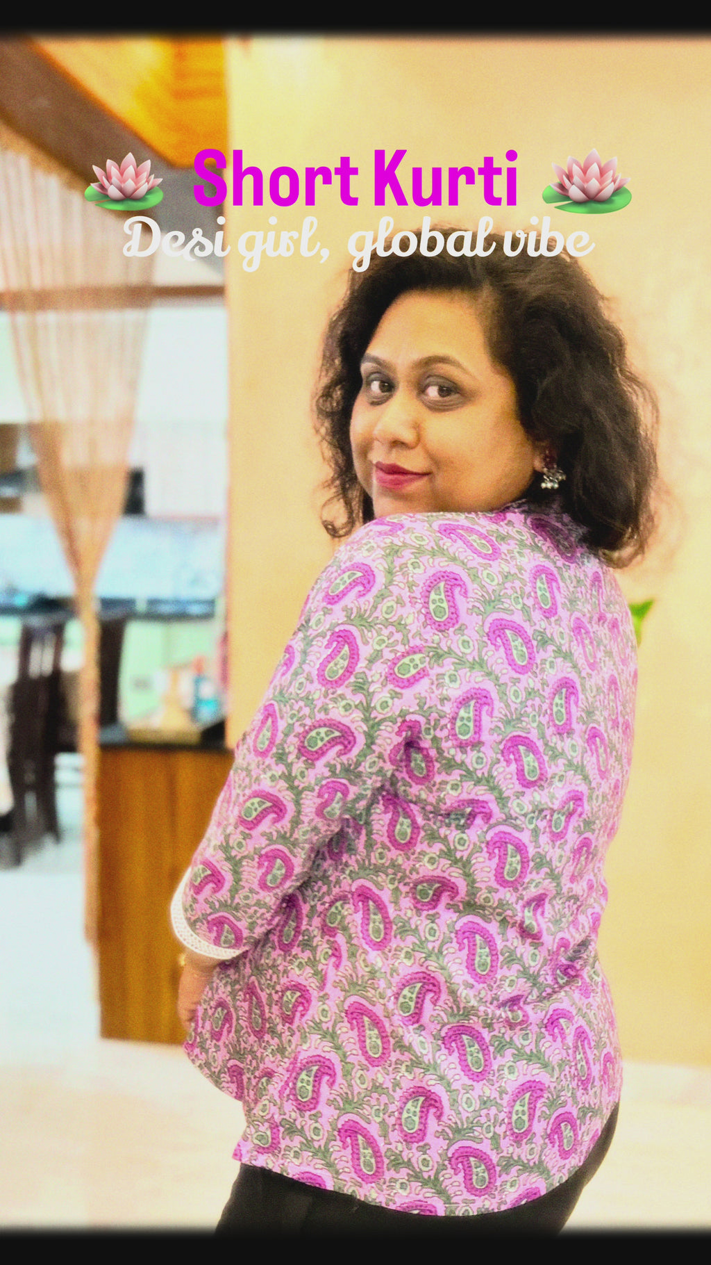 Kairi purple short kurti for women with lace detailing
