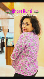 Kairi purple short kurti for women with lace detailing