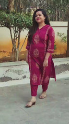 Siya Maroon Printed Cotton Kurta Set