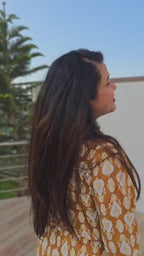 Shree Mustard Pure Cotton Pintuck A-Line Kurta