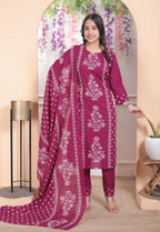 Vritti Pure Cotton Women's Straight Cut Kurta Set with Dupatta