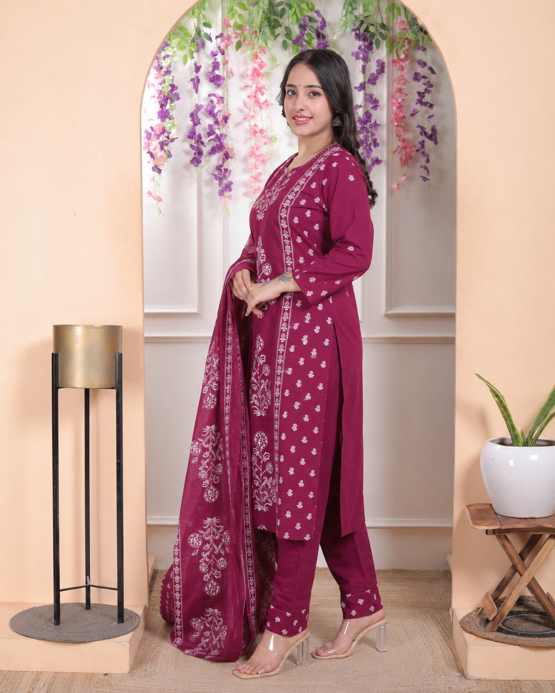 Vritti Pure Cotton Women's Straight Cut Kurta Set with Dupatta