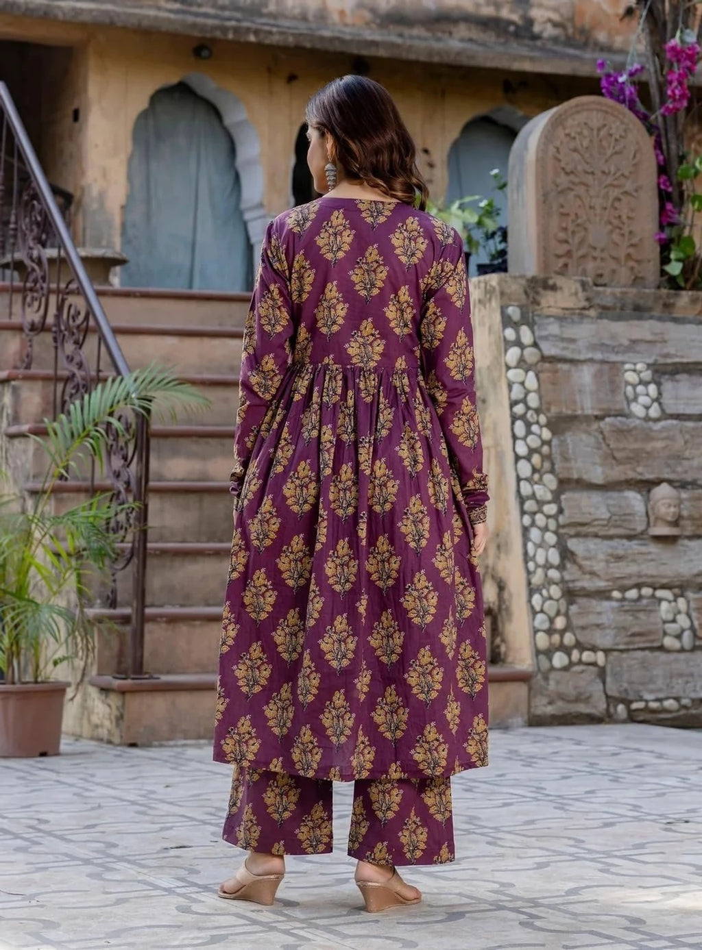 Maithli Printed Anarkali in Alia cut and Full Sleeves