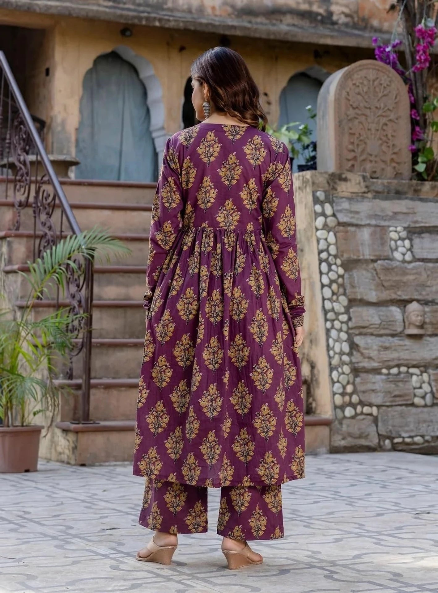 Maithli Printed Anarkali in Alia cut and Full Sleeves