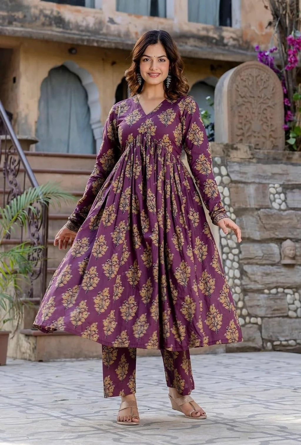 Maithli Printed Anarkali in Alia cut and Full Sleeves